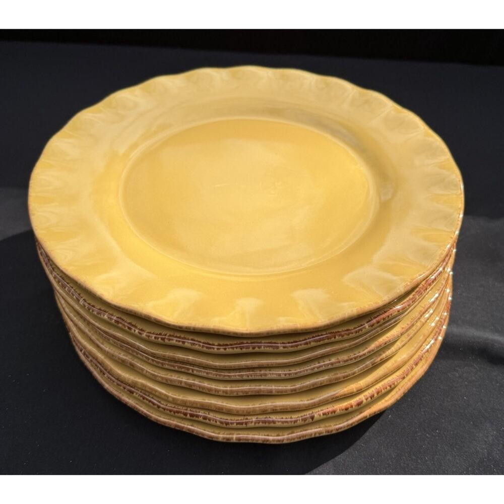 Park Design Village Collection Dijon Dinner Plates Set of 8 Scalloped Edge